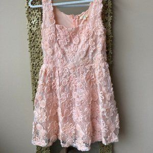 Pink Floral Lace Cocktail  Dress